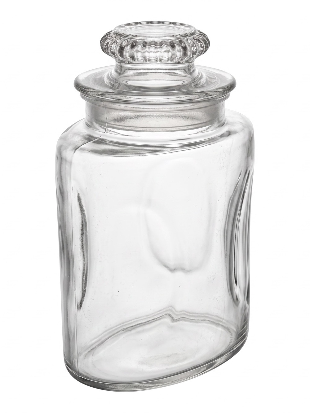 Vintage Anchor Hocking Clear Glass Rounded Oval Apothecary Jar Canister with Lid